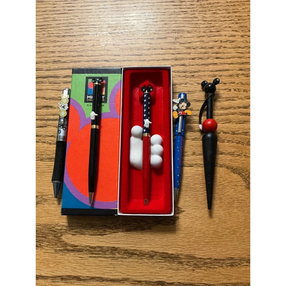 Vintage Disney Mickey Mouse Pen Set 5pc Mickey Unlimited 1997 2000 Millennium